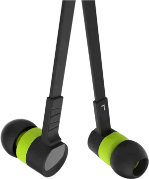 Wireless Earbuds Neon Accent PNG Image