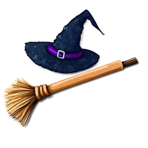 Witch Hat On Broomstick Png 06292024 PNG Image