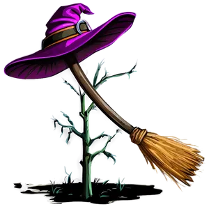 Witch Hat On Broomstick Png Apw6 PNG Image