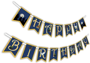 Wizard Themed Happy Birthday Banner PNG Image