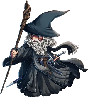 Wizard_with_ Staff_and_ Sword PNG Image