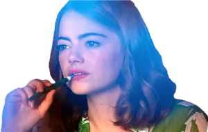 Woman Applying Lipstick PNG Image