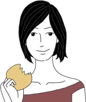 Woman Eating Biscuit Illustration.png PNG Image