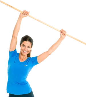 Woman Exercising With Stretching Stick PNG Image