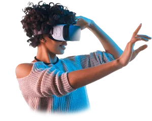 Woman Experiencing V R Technology PNG