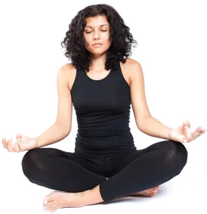 Woman Meditatingin Lotus Pose PNG Image