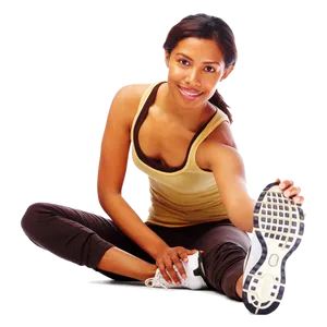 Woman_ Performing_ Seated_ Hamstring_ Stretch PNG Image