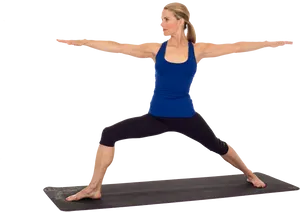 Woman Performing Warrior Pose Aerobics PNG Image