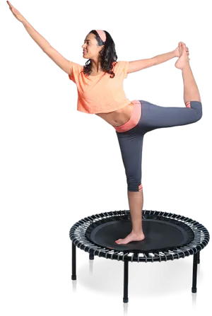 Woman Performing Yoga Poseon Trampoline PNG Image