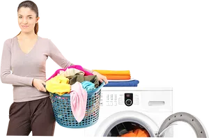 Woman Readyfor Laundry Day PNG Image