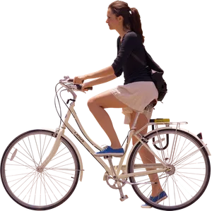 Woman Riding Bicycle Casually PNG Image