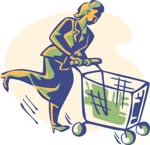 Woman Shopping Cart Illustration PNG Image