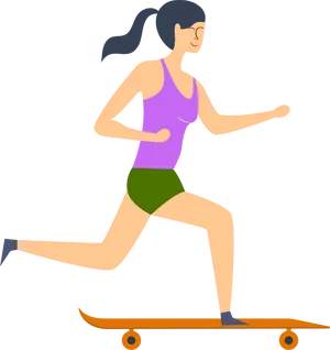Woman Skateboarding Fitness Illustration PNG