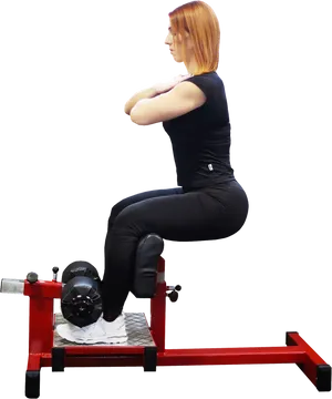 Woman Using Leg Extension Machine PNG Image