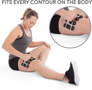 Woman Using Muscle Massage Rolleron Leg PNG Image