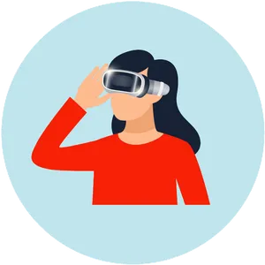 Woman Using Virtual Reality Headset PNG Image