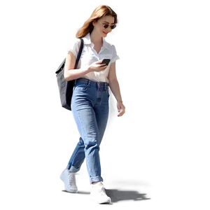 Woman Walking And Texting Png Aiw88 PNG Image