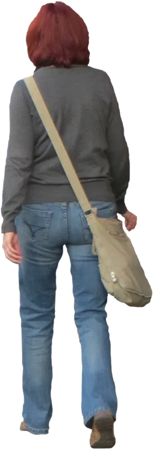 Woman Walking Away With Bag PNG Image