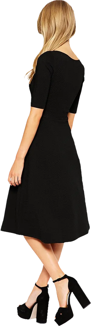 Woman Walking Awayin Black Dress PNG Image