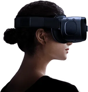 Woman Wearing V R Headset Profile View PNG Image