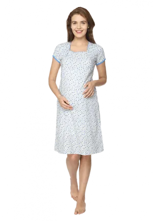 Womanin Blue Printed Dress PNG Image