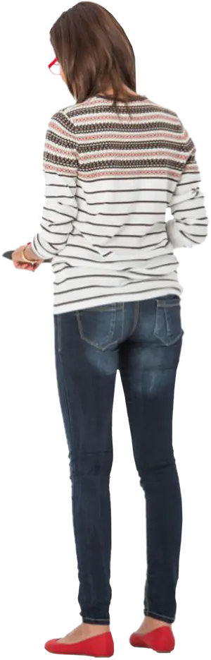 Womanin Casual Attire Standing PNG Image