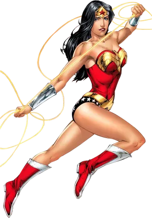 Wonder Woman Action Pose PNG Image