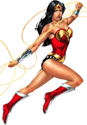 Wonder Woman Action Pose PNG Image