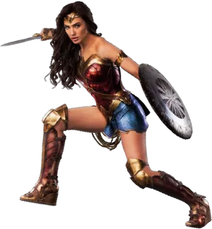 Wonder Woman Action Pose PNG Image