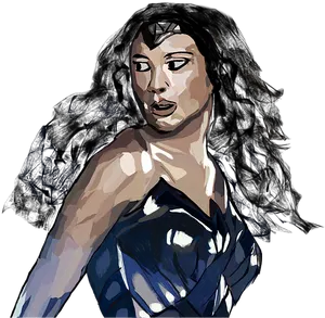 Wonder Woman Artistic Portrait PNG Image