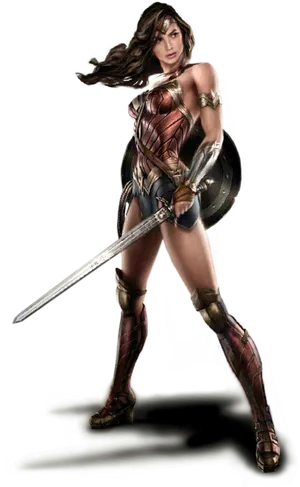 Wonder Woman Readyfor Battle PNG Image