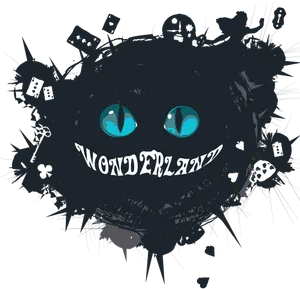 Wonderland Cheshire Cat Grunge Art PNG Image