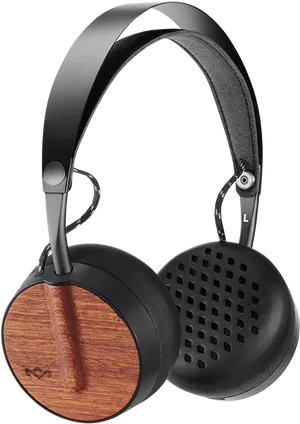 Wood Accent Over Ear Headphones PNG Image