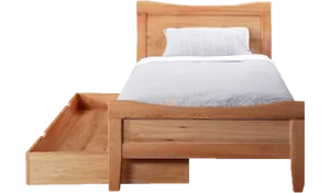 Wooden Bed With Drawers Isolated On Black PNG Image