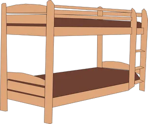 Wooden Bunk Bed Illustration PNG Image