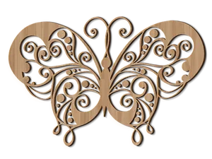 Wooden Butterfly Artwork PNG Image