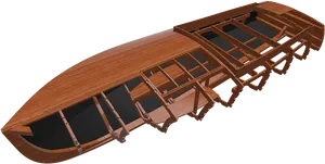 Wooden Canoe Construction Diagram PNG Image