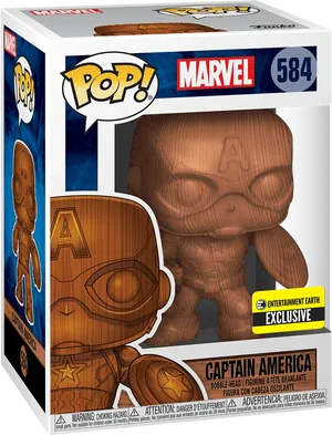 Wooden Captain America Funko Pop PNG Image