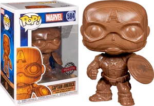 Wooden Captain America Funko Pop Special Edition PNG Image