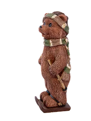 Wooden Carved Bear Figurine PNG Image