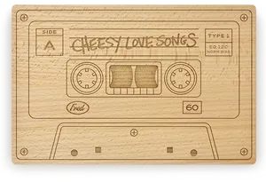 Wooden Cassette Tape Cheesy Love Songs PNG Image