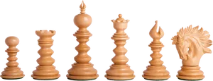 Wooden Chess Pieces Set PNG Image