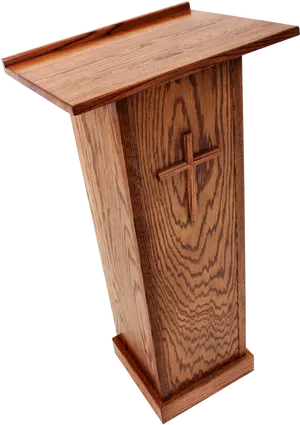 Wooden Church Podiumwith Cross PNG Image