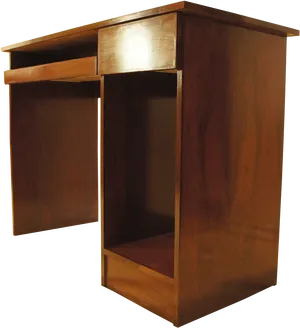 Wooden Computer Desk Side View PNG Image