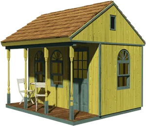 Wooden Cottage3 D Rendering PNG Image