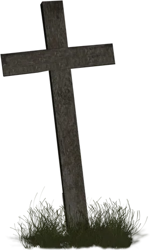 Wooden Cross Grave Marker PNG Image