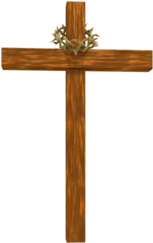 Wooden Crosswith Crownof Thorns PNG Image