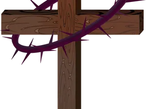 Wooden Crosswith Crownof Thorns PNG Image