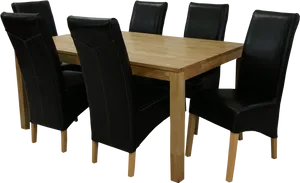 Wooden Dining Tablewith Black Chairs PNG Image