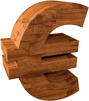 Wooden Euro Symbol3 D Design PNG Image